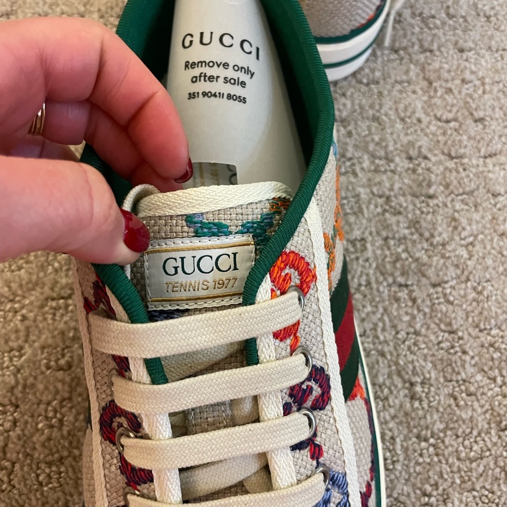 NWT - Gucci Tennis 1977 Multicolor Psychedelic Linen Logo Sneakers Size 9 - Picture 8 of 13